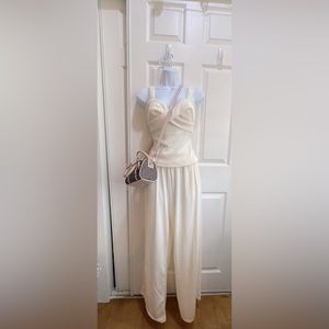 Beige color set of top and pants